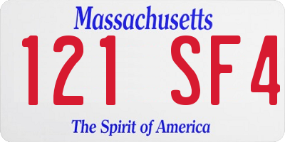 MA license plate 121SF4