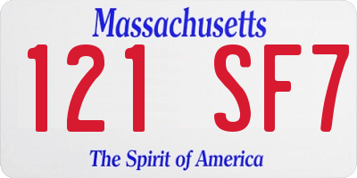 MA license plate 121SF7