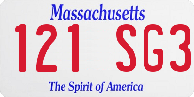 MA license plate 121SG3