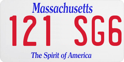 MA license plate 121SG6