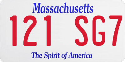 MA license plate 121SG7