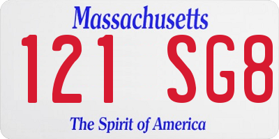 MA license plate 121SG8