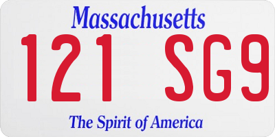 MA license plate 121SG9