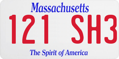 MA license plate 121SH3