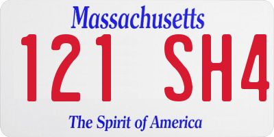 MA license plate 121SH4