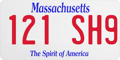 MA license plate 121SH9