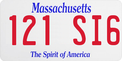 MA license plate 121SI6