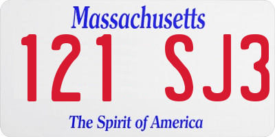 MA license plate 121SJ3