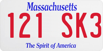 MA license plate 121SK3