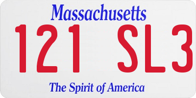 MA license plate 121SL3