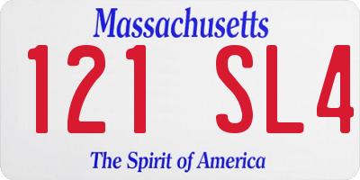 MA license plate 121SL4