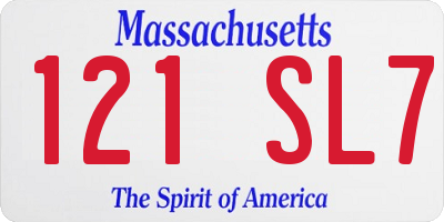 MA license plate 121SL7