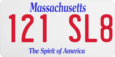 MA license plate 121SL8