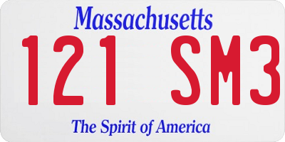 MA license plate 121SM3