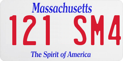 MA license plate 121SM4