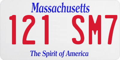 MA license plate 121SM7