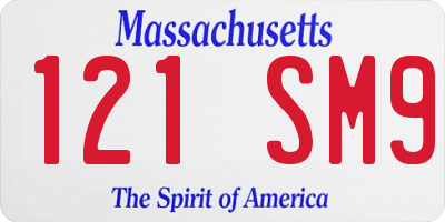 MA license plate 121SM9