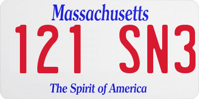 MA license plate 121SN3