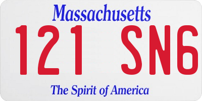 MA license plate 121SN6