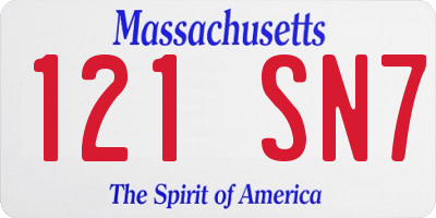 MA license plate 121SN7