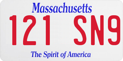 MA license plate 121SN9