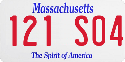MA license plate 121SO4