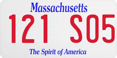MA license plate 121SO5