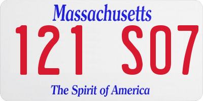 MA license plate 121SO7