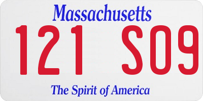 MA license plate 121SO9