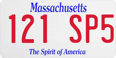 MA license plate 121SP5