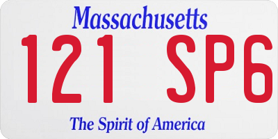 MA license plate 121SP6