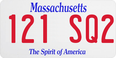 MA license plate 121SQ2