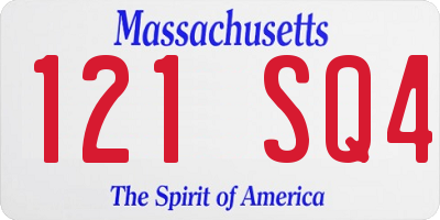 MA license plate 121SQ4