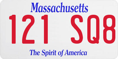 MA license plate 121SQ8