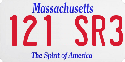 MA license plate 121SR3