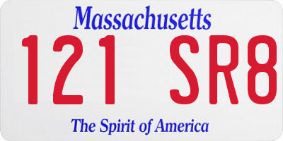 MA license plate 121SR8