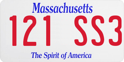 MA license plate 121SS3