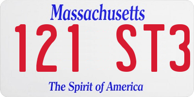 MA license plate 121ST3