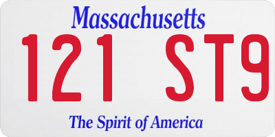 MA license plate 121ST9