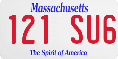 MA license plate 121SU6