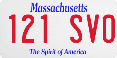 MA license plate 121SV0