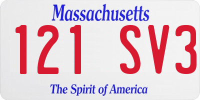 MA license plate 121SV3