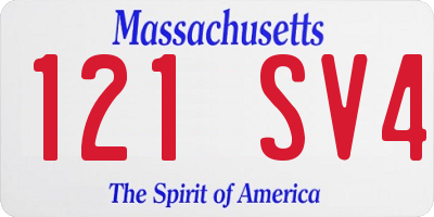 MA license plate 121SV4