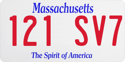 MA license plate 121SV7
