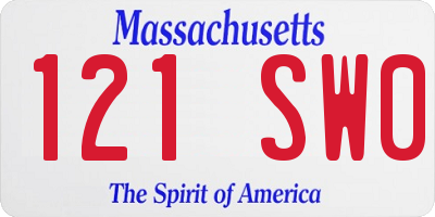 MA license plate 121SW0