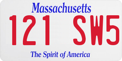 MA license plate 121SW5