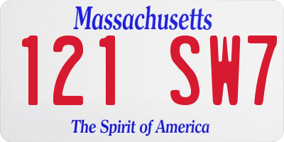 MA license plate 121SW7