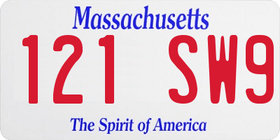 MA license plate 121SW9