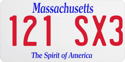 MA license plate 121SX3