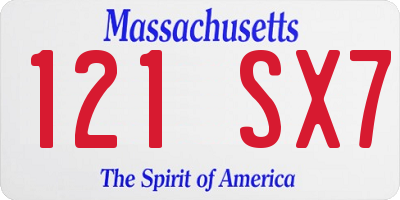 MA license plate 121SX7